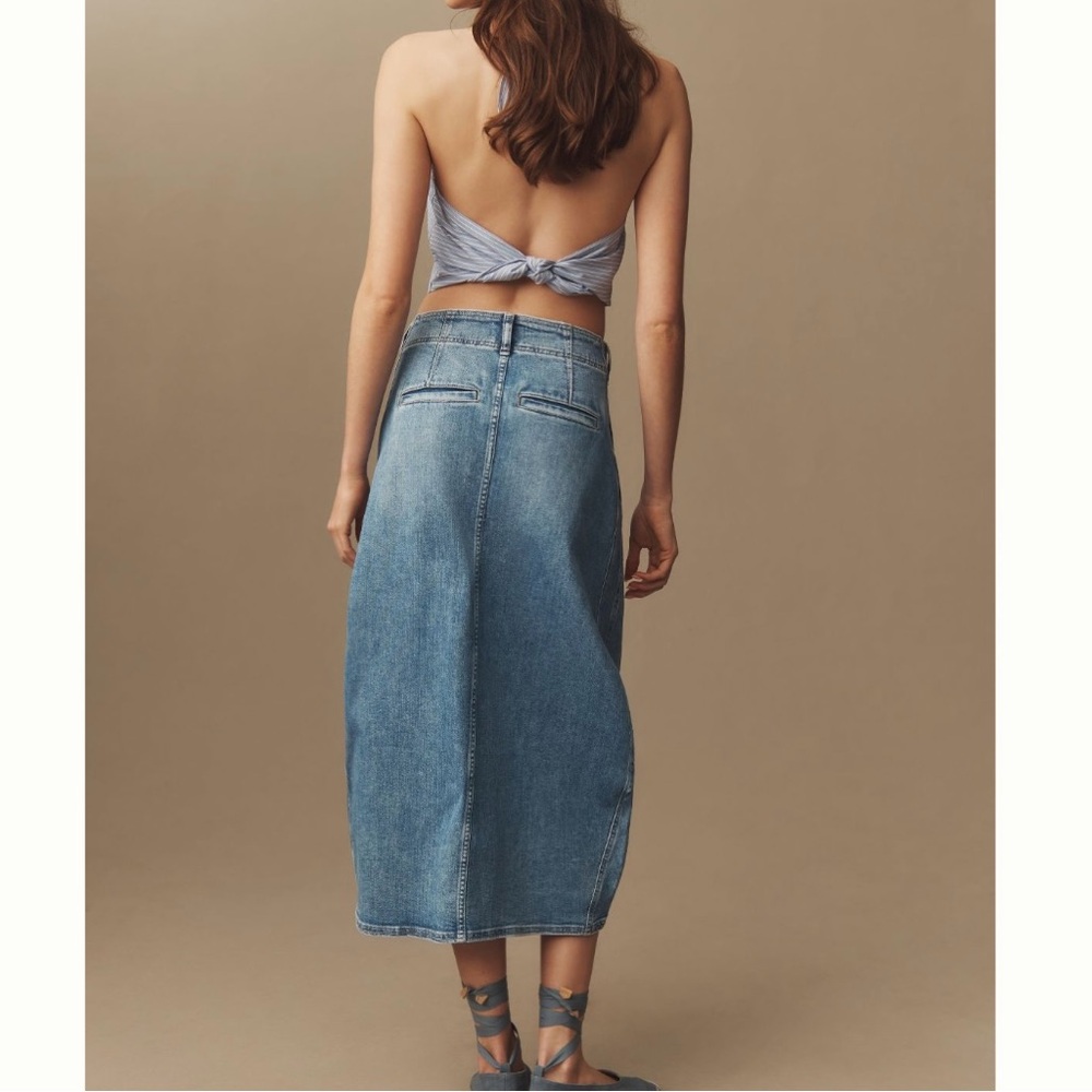 Anthro Pilcro Barrel Denim Midi Skirt NWT - Picture 3 of 3
